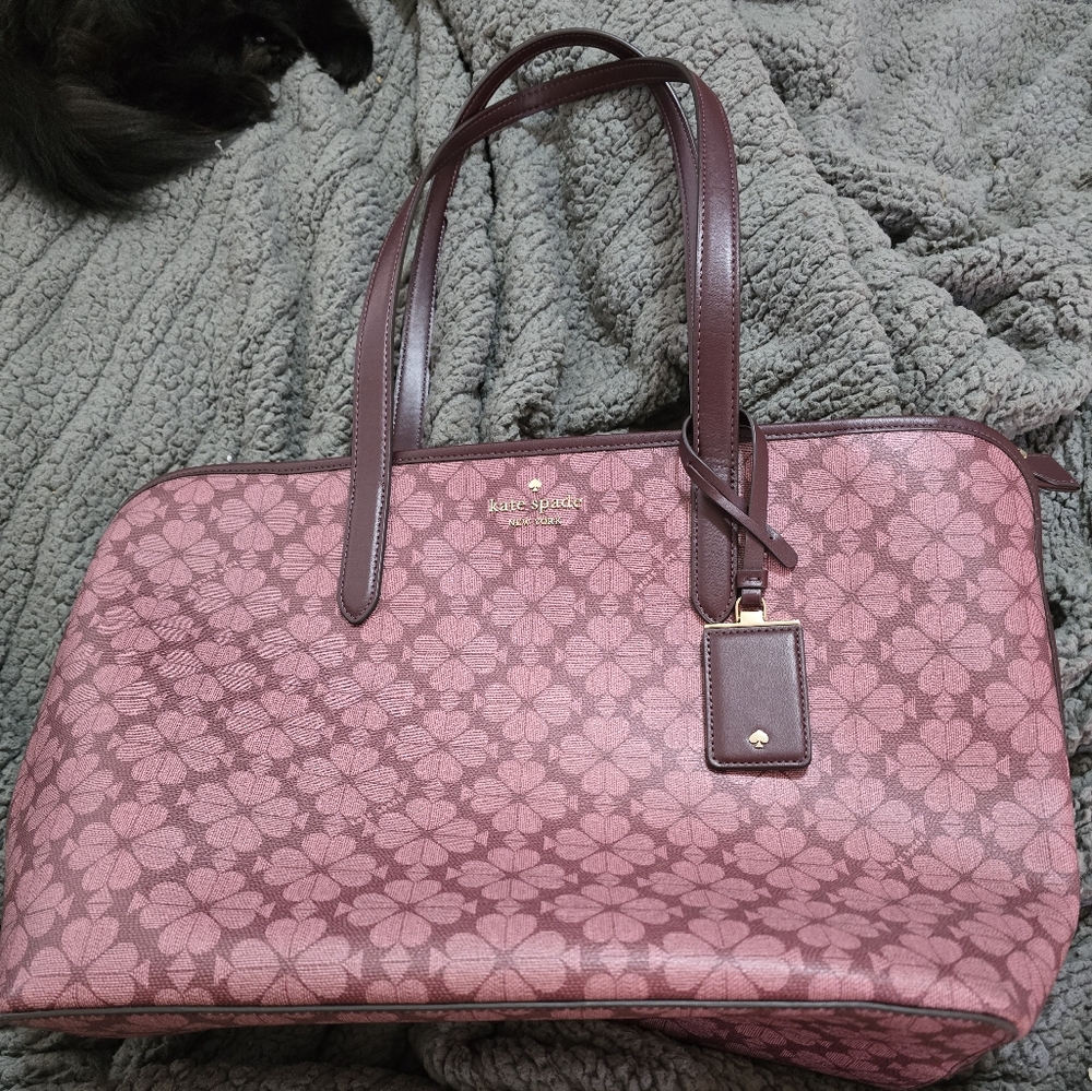 NWOT Kate Spade Large Shoulder Tote, Bag, Purse In Grenache. Spade Flower.